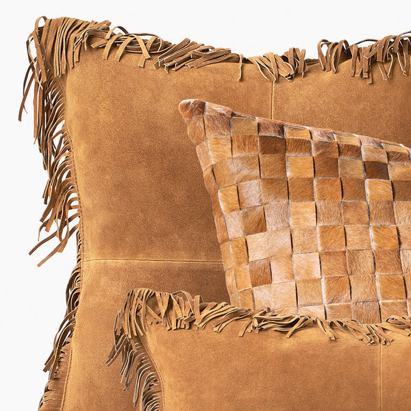 Coronado Suede Fringe Lumbar Pillow