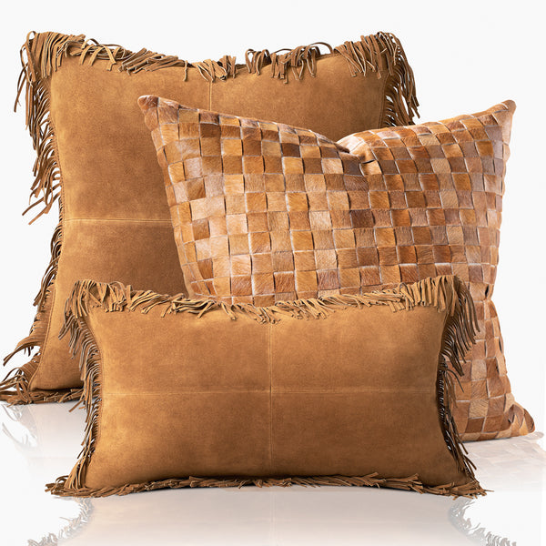 Coronado Suede Fringe Lumbar Pillow