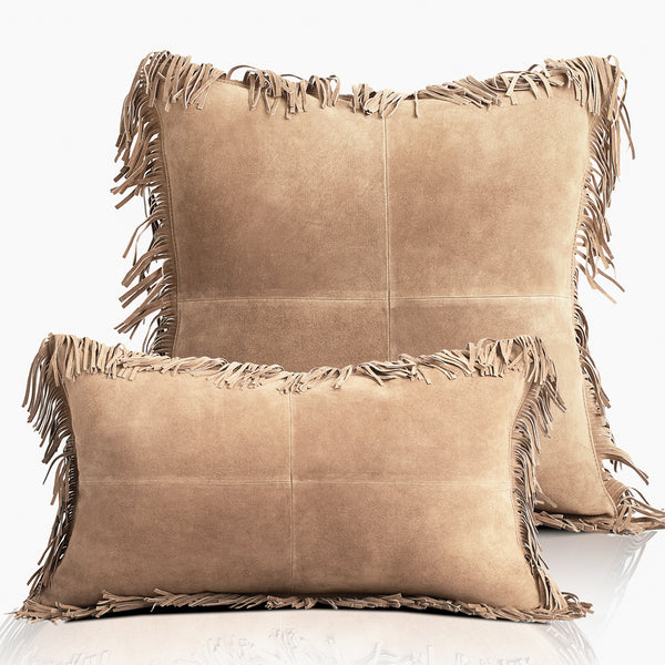 Coronado Suede Fringe Lumbar Pillow